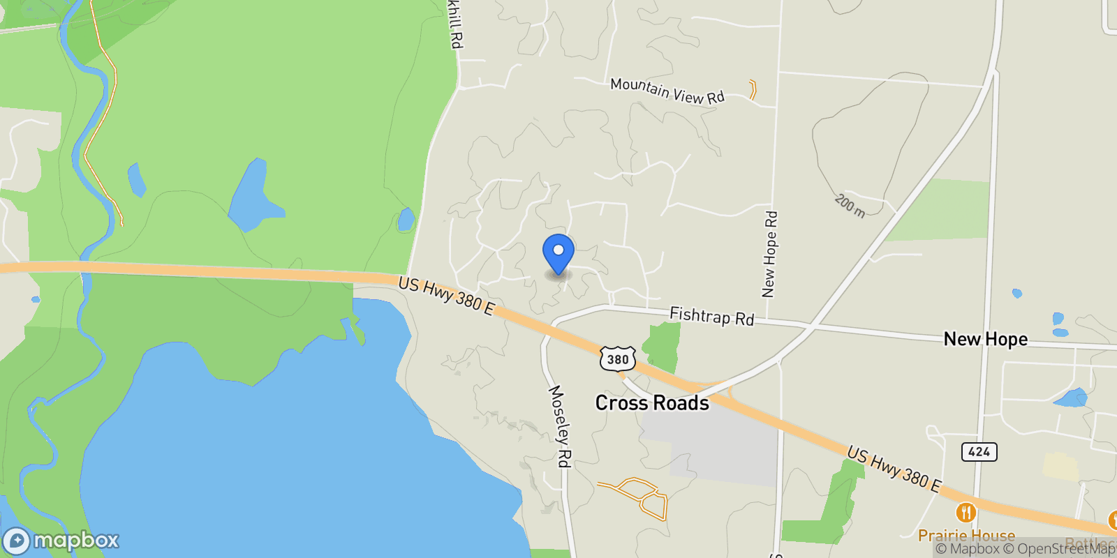 Map showing 1450 Woodland Drive, Cross Roads, Texas, United States.