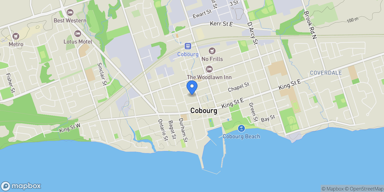 Map showing 403-323 George Street, Cobourg, Ontario, Canada.