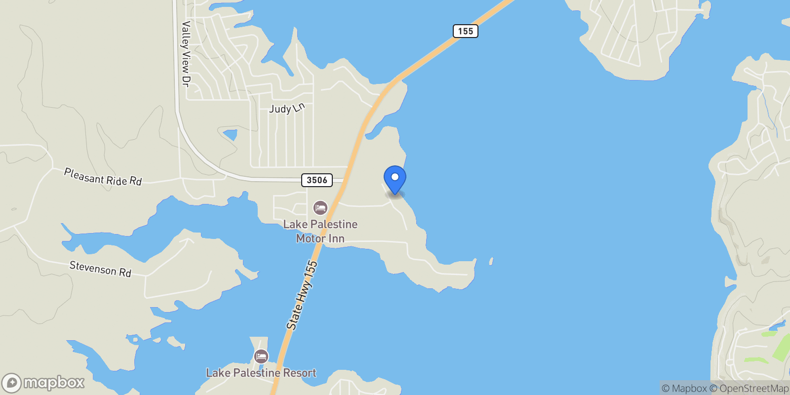 Map showing 22766 Diamond Bay Drive, Palestine, Texas, United States.