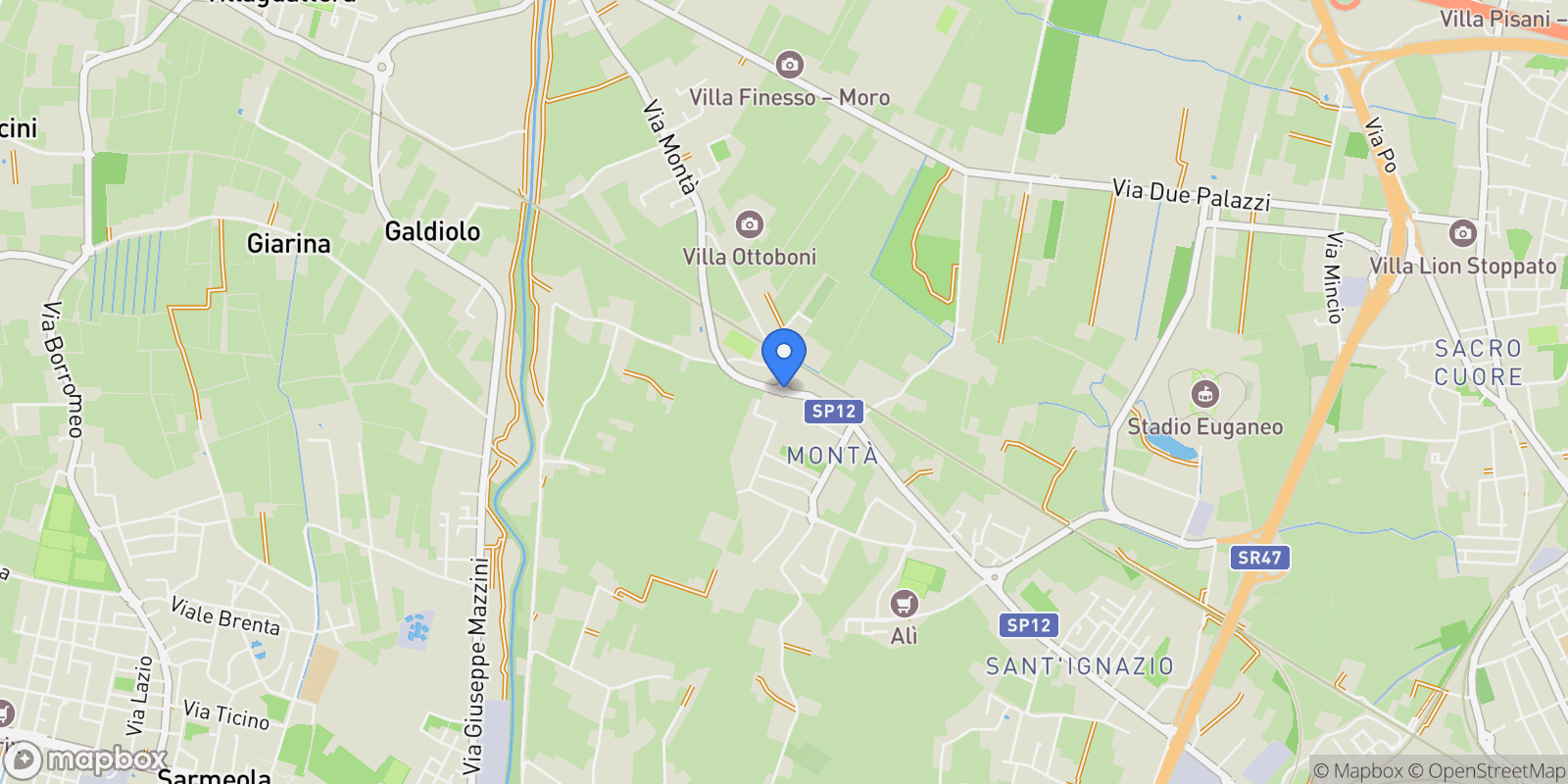 Map showing Via della Biscia, Padova, Italy.