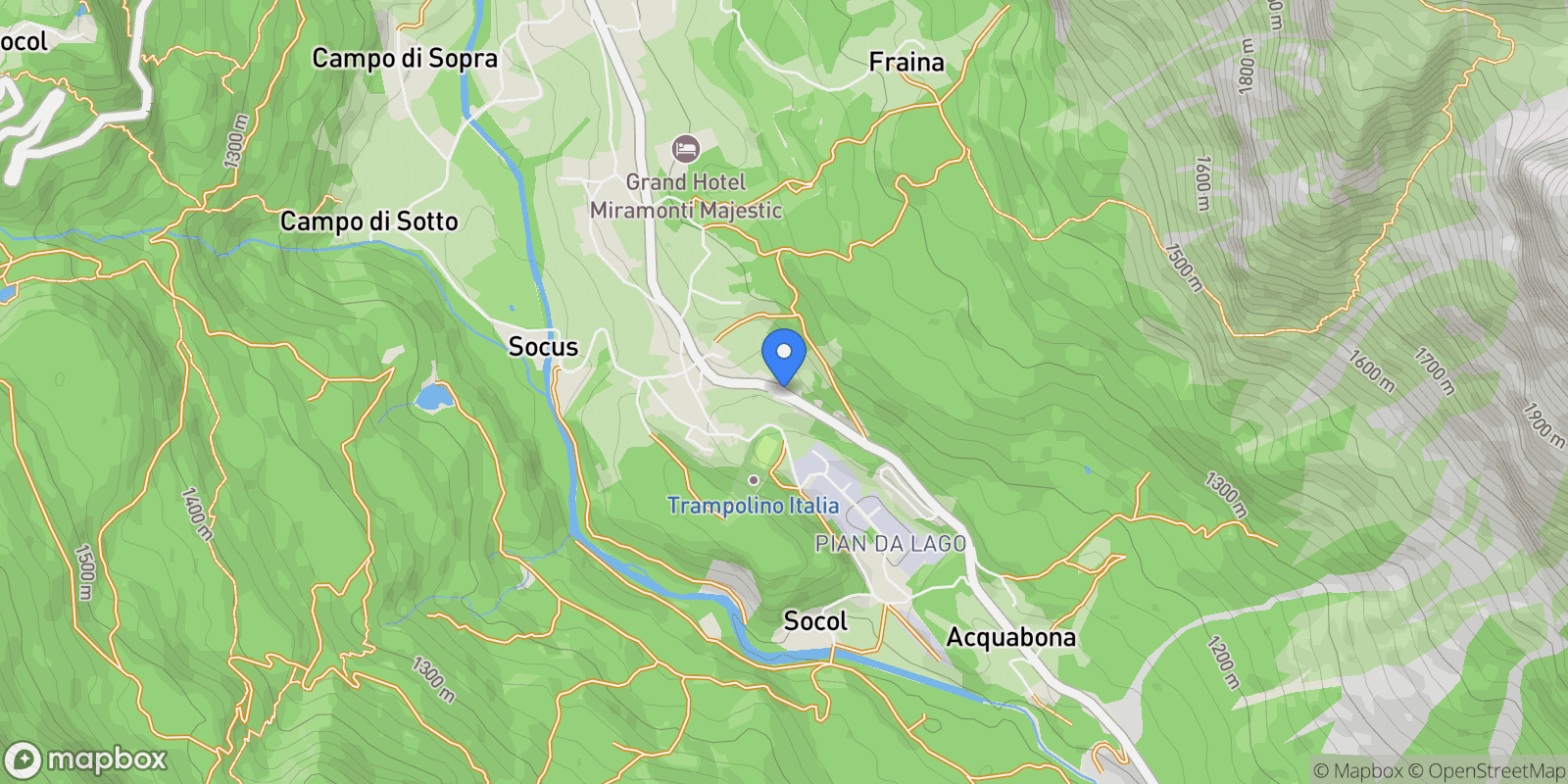 Map showing Strada Statale Alemagna, Cortina d'Ampezzo, Veneto, Italy.
