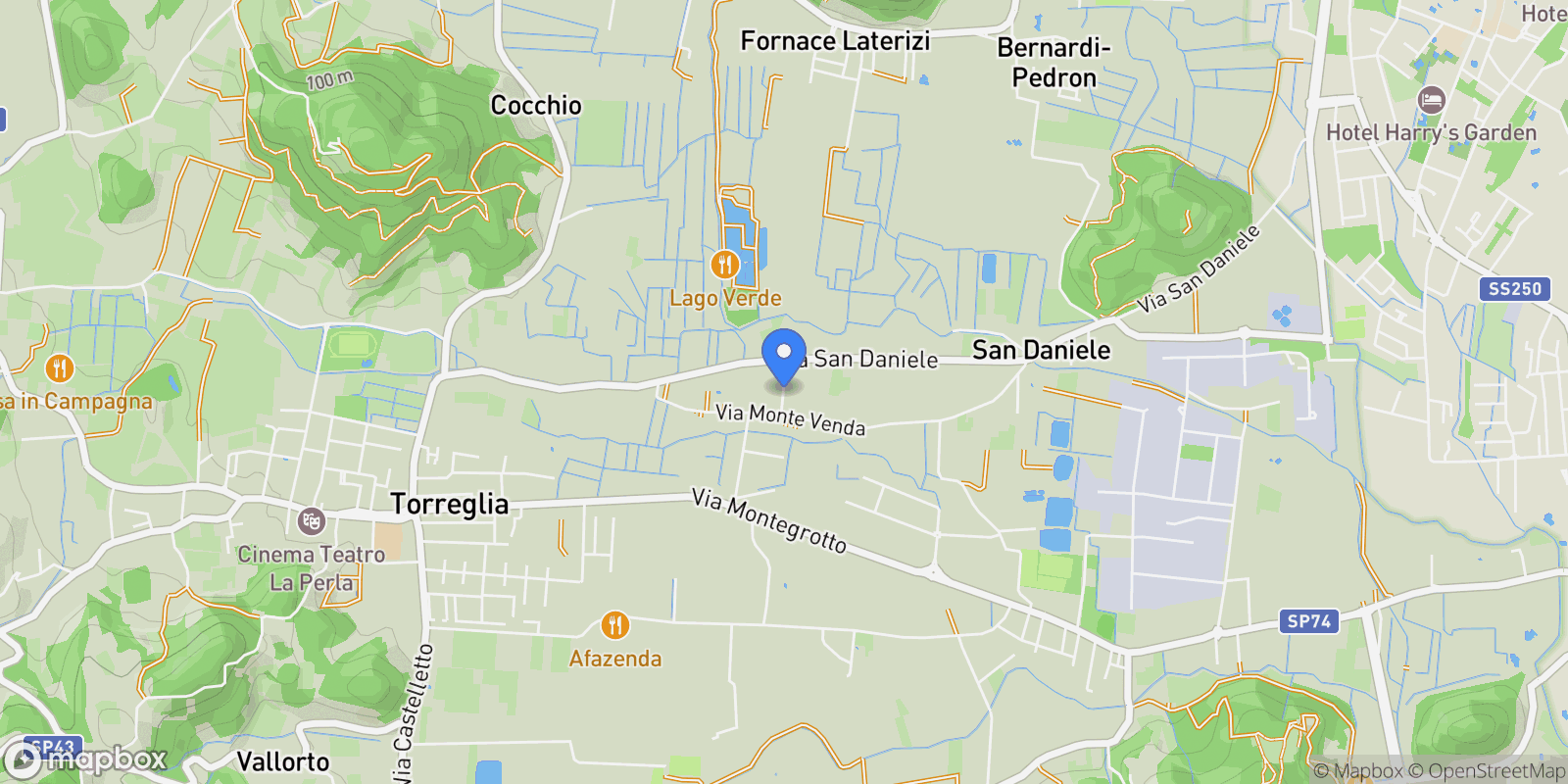 Map showing Via Monte Venda, Torreglia, Veneto, Italy.