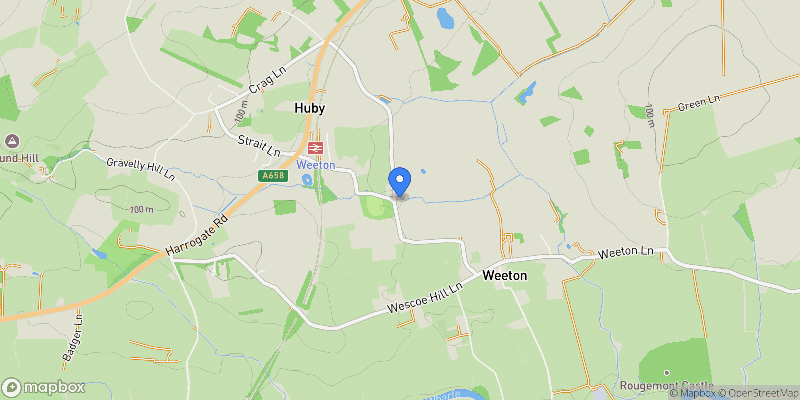 Map showing Woodgate Lane, Leeds, England, United Kingdom.