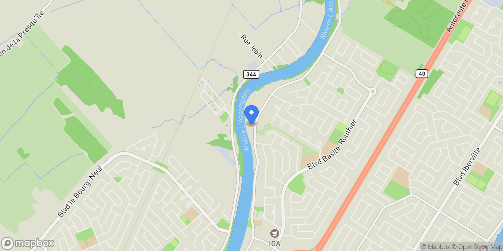 Map showing 1009 Boul L'Assomption, Repentigny, Quebec, Canada.