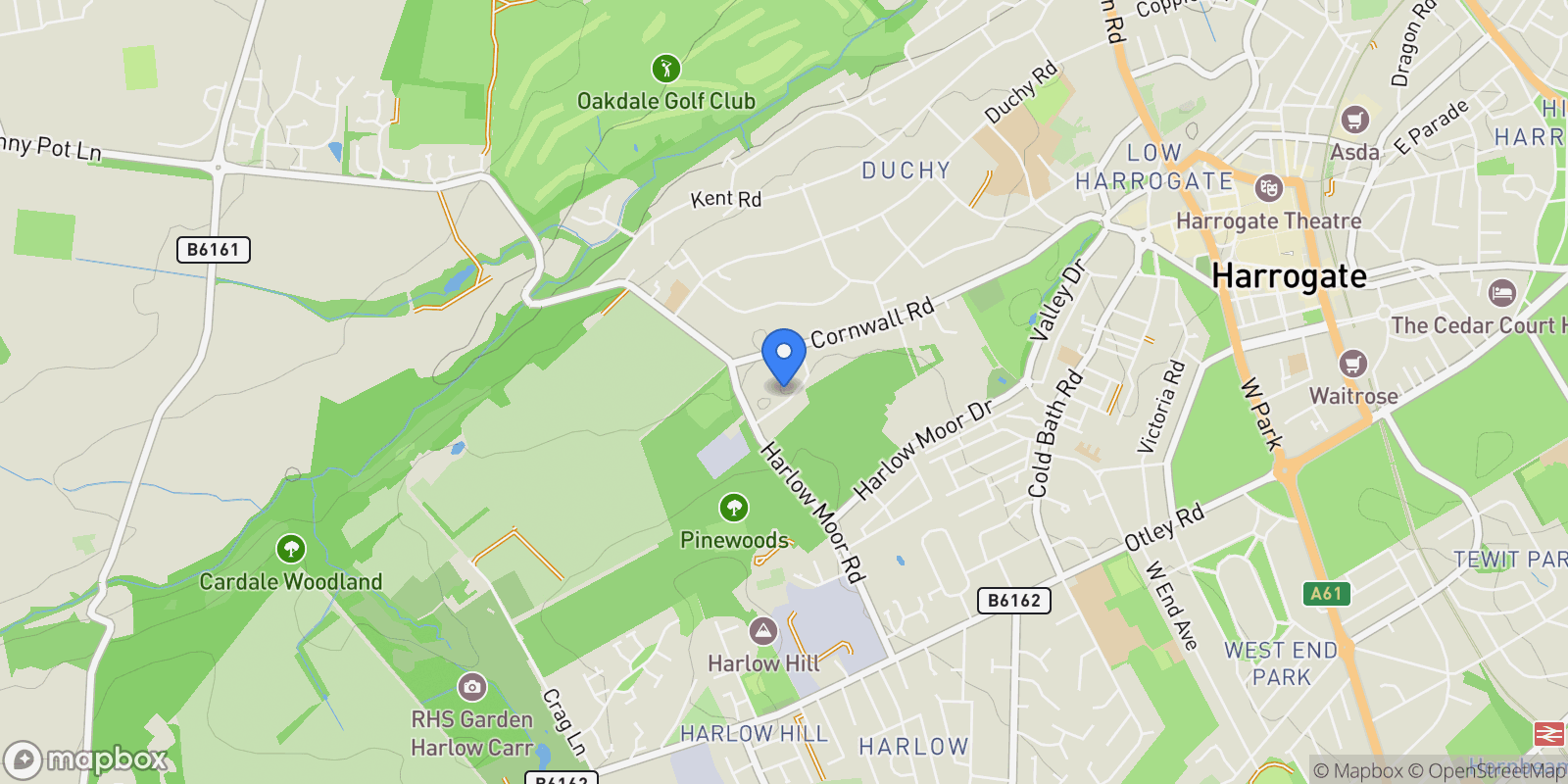 Map showing Sussex Avenue, Harrogate, England, United Kingdom.