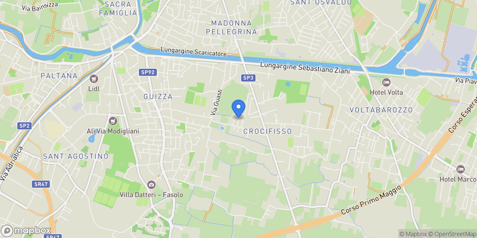 Map showing Padova, Padova, Padova, Veneto, Italy.
