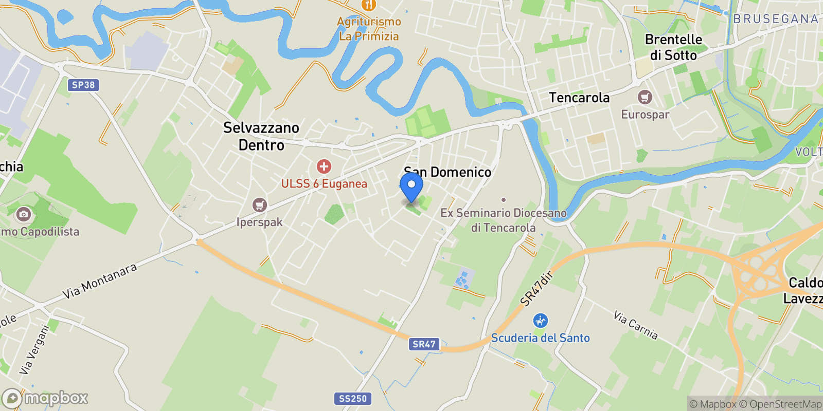 Map showing Selvazzano Dentro, Padova, Selvazzano Dentro, Veneto, Italy.