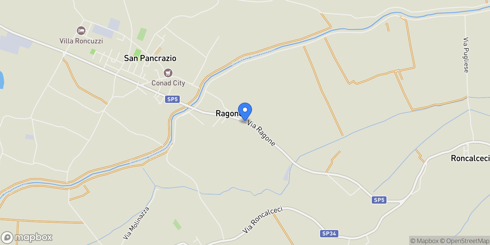 Map showing Via Ragone, 56, 48125 Ragone RA, Italia, Ragone, Emilia-Romagna, Italy.