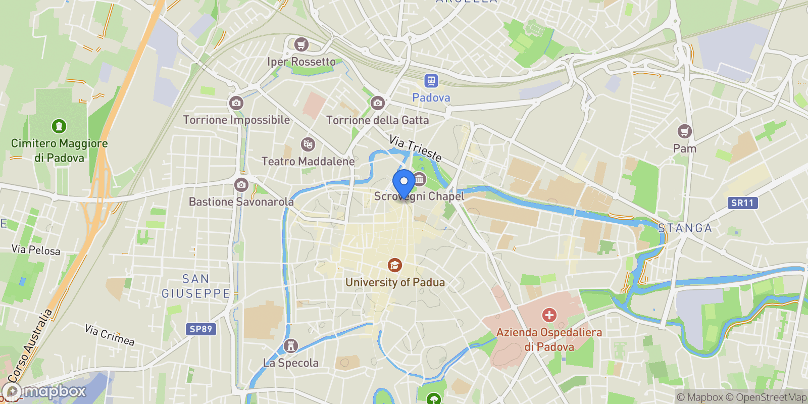 Map showing Padova, N. snc, Padova, Veneto, Italy.