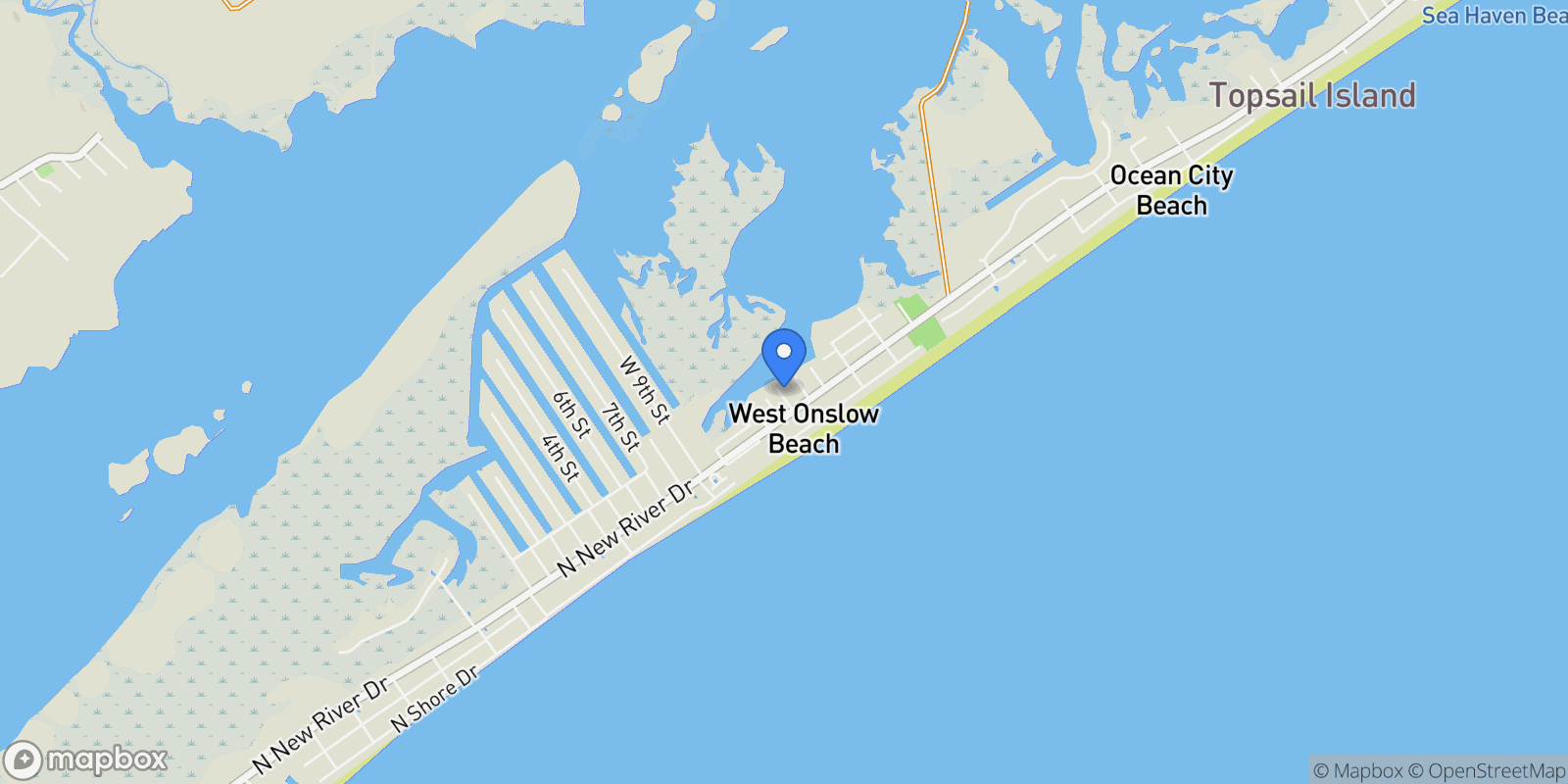 Map showing 1518 Wahoo Street, North Topsail Beach, North Carolina, United States.