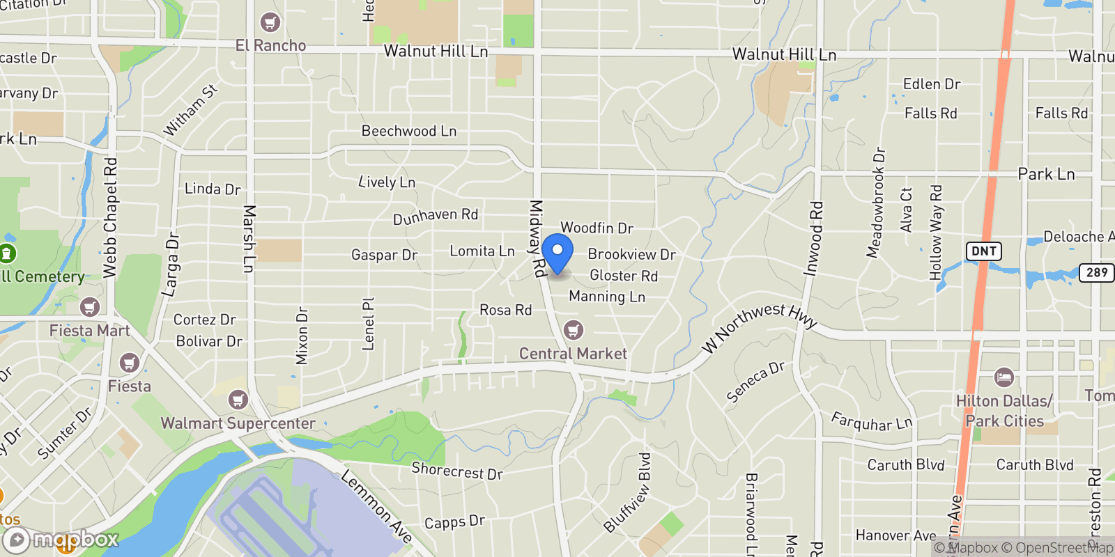 Map showing 4210 Gloster Road, Dallas, Texas, United States.