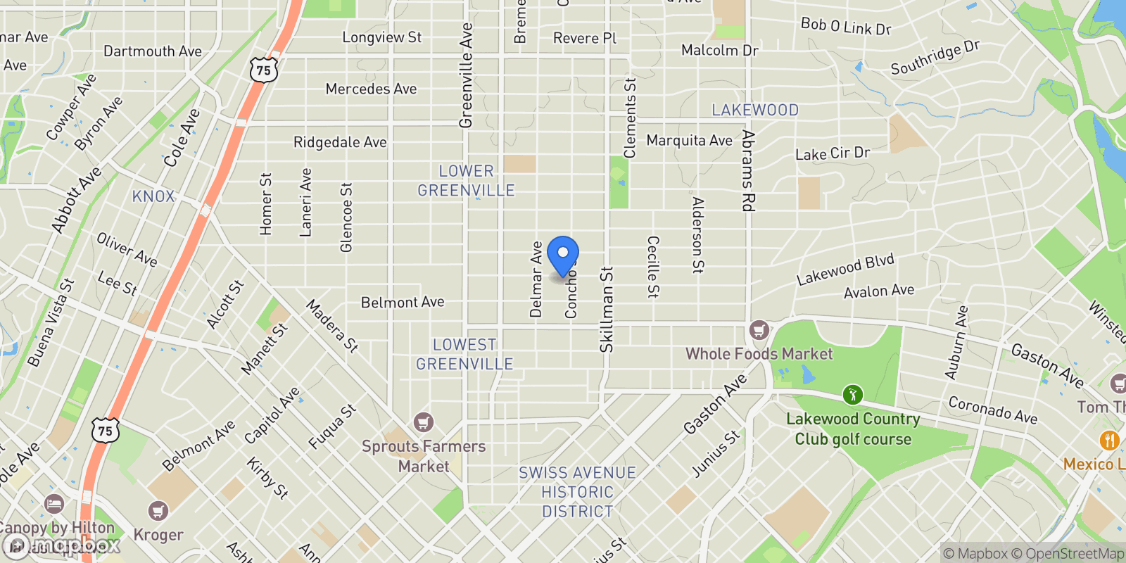 Map showing 5938 Goliad Avenue, Dallas, Texas, United States.