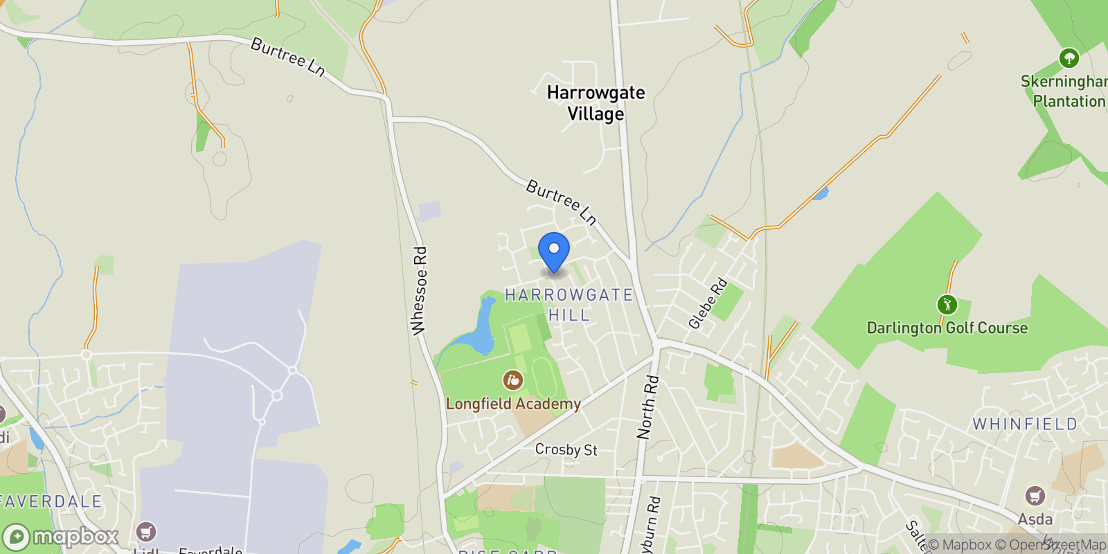 Map showing Darlington, England, United Kingdom.