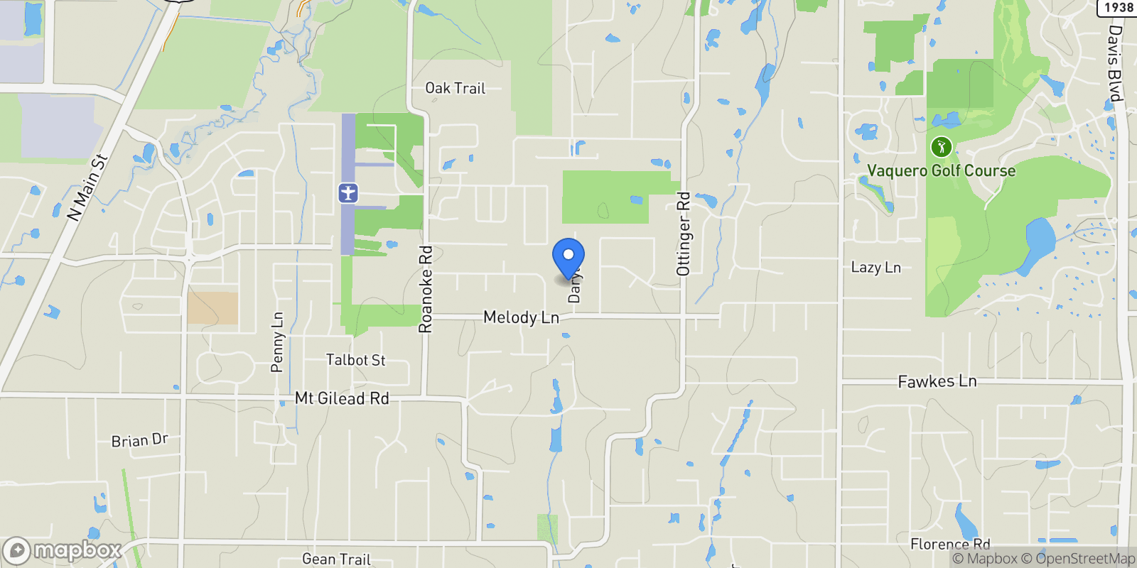 Map showing 1412 Daryll Lane, Keller, Texas, United States.