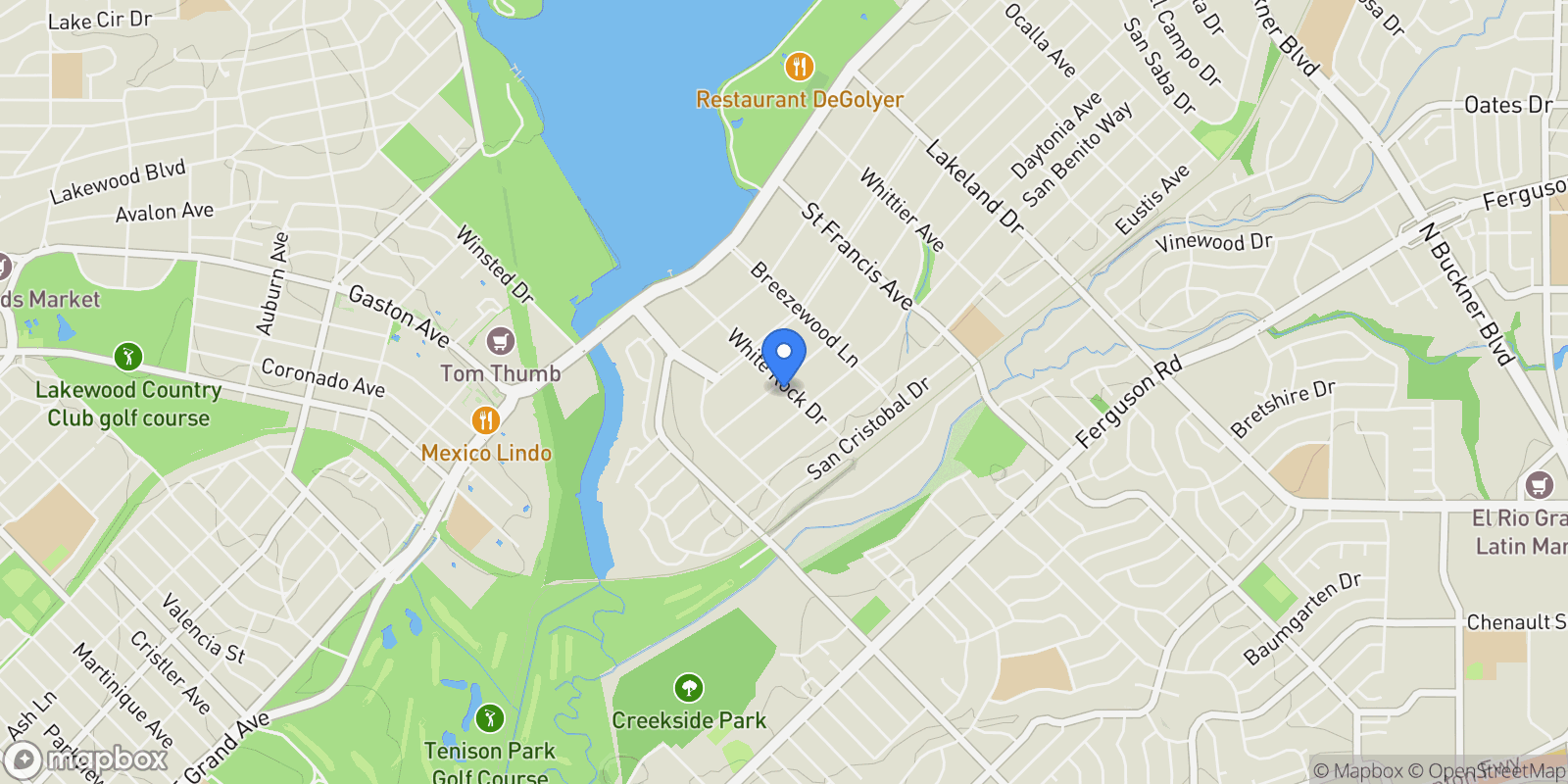 Map showing 8184 Santa Clara Drive, Dallas, Texas, United States.