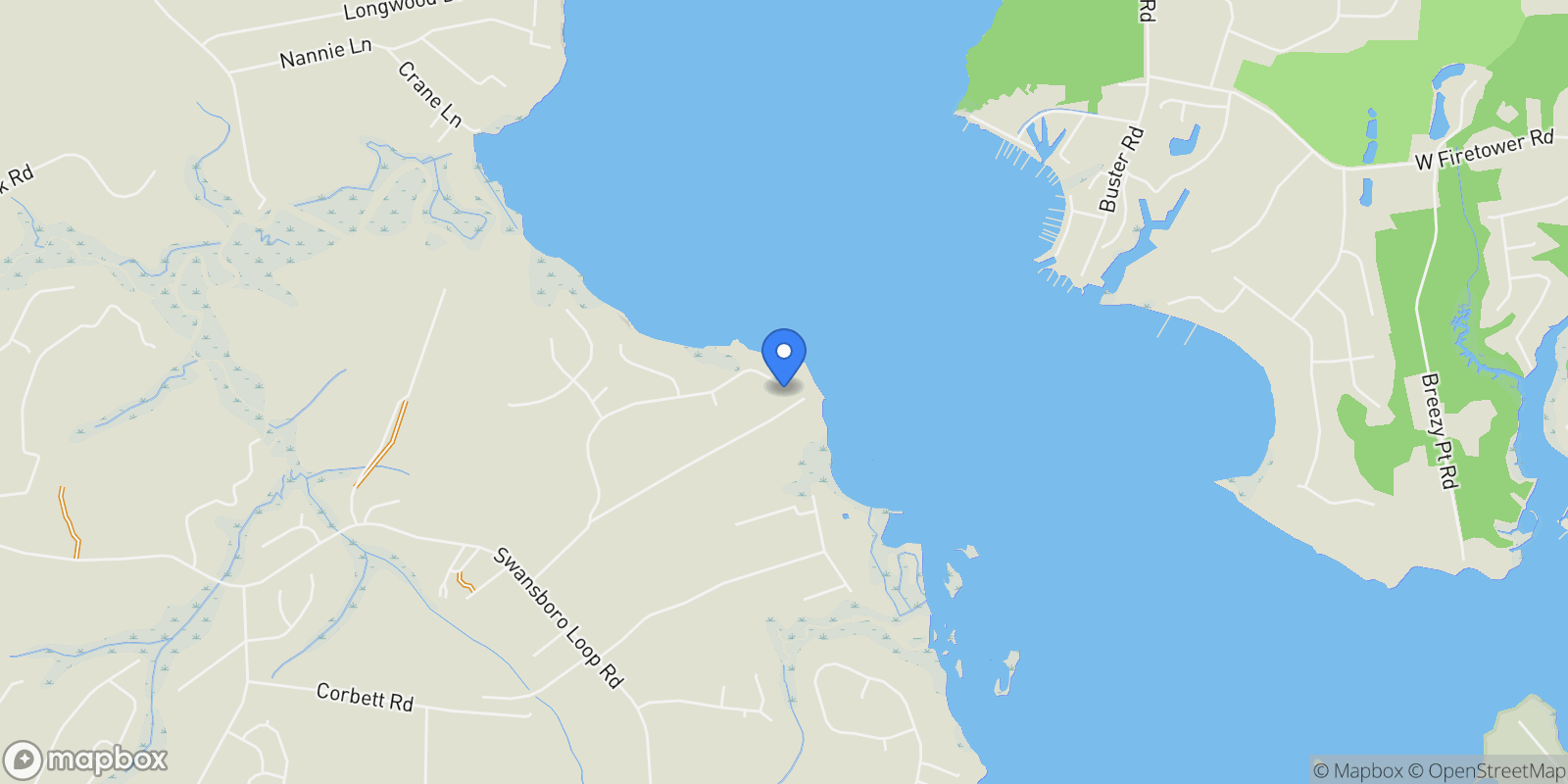 Map showing 698 White Oak Crossing, Cedar Point, North Carolina, United States.