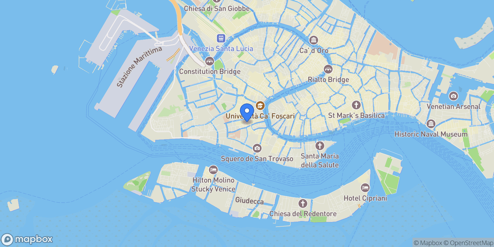 Map showing Venice, Veneto, Italy.