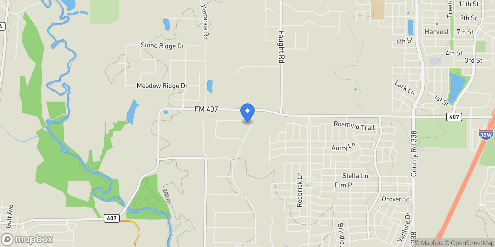 Map showing 200 Sutherland Crescent, Fort Worth, Texas, United States.