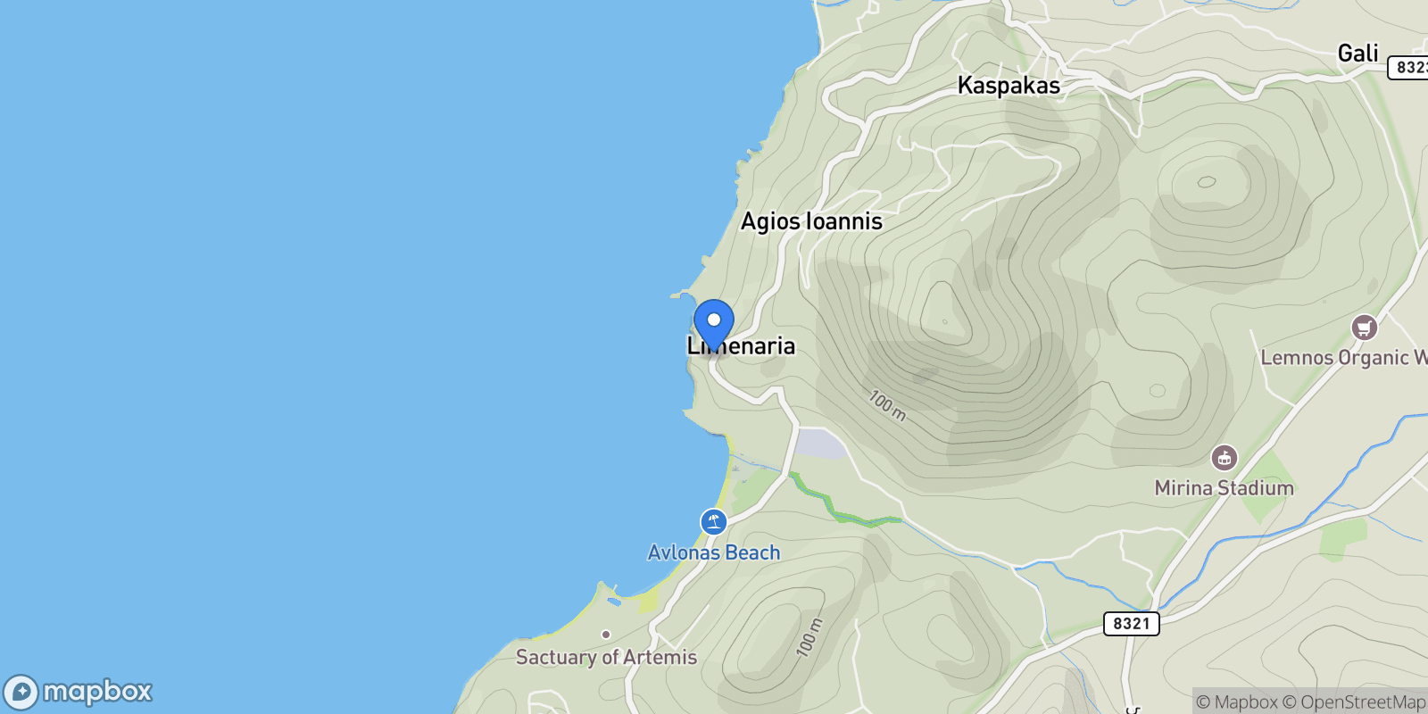 Map showing Lemnos, Aegean, Greece.