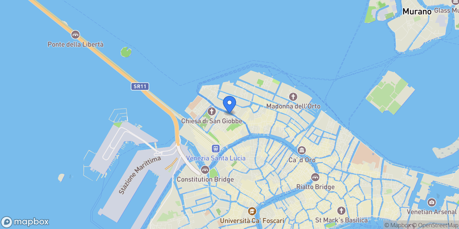 Map showing Cannaregio - Fondamenta Savorgnan, Venice, Veneto, Italy.