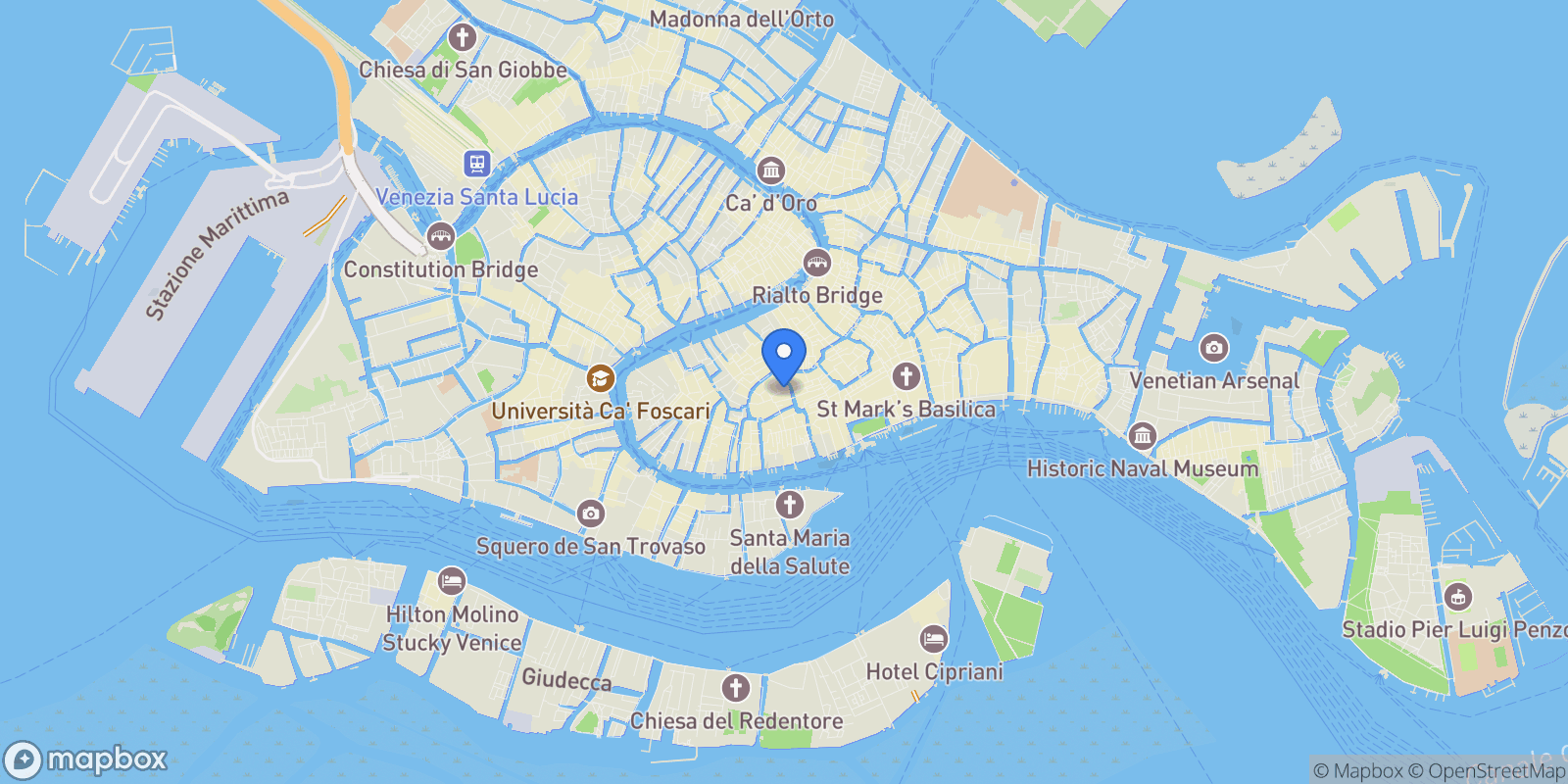 Map showing Venice, Veneto, Italy.