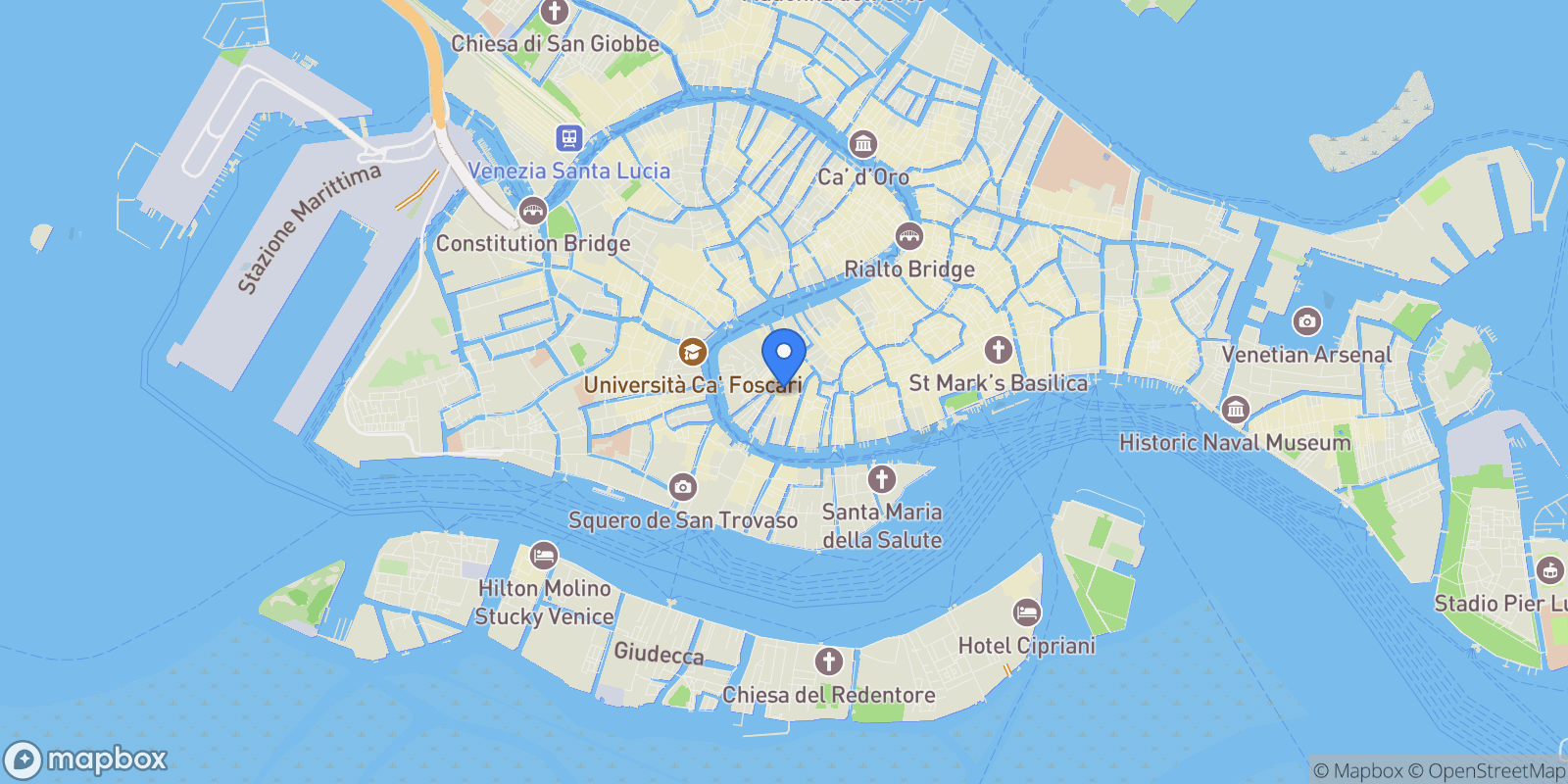 Map showing Campo Santo Stefano, Venice, Veneto, Italy.