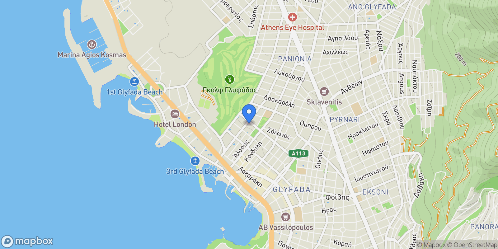 Map showing Glyfada, Attica, Greece.