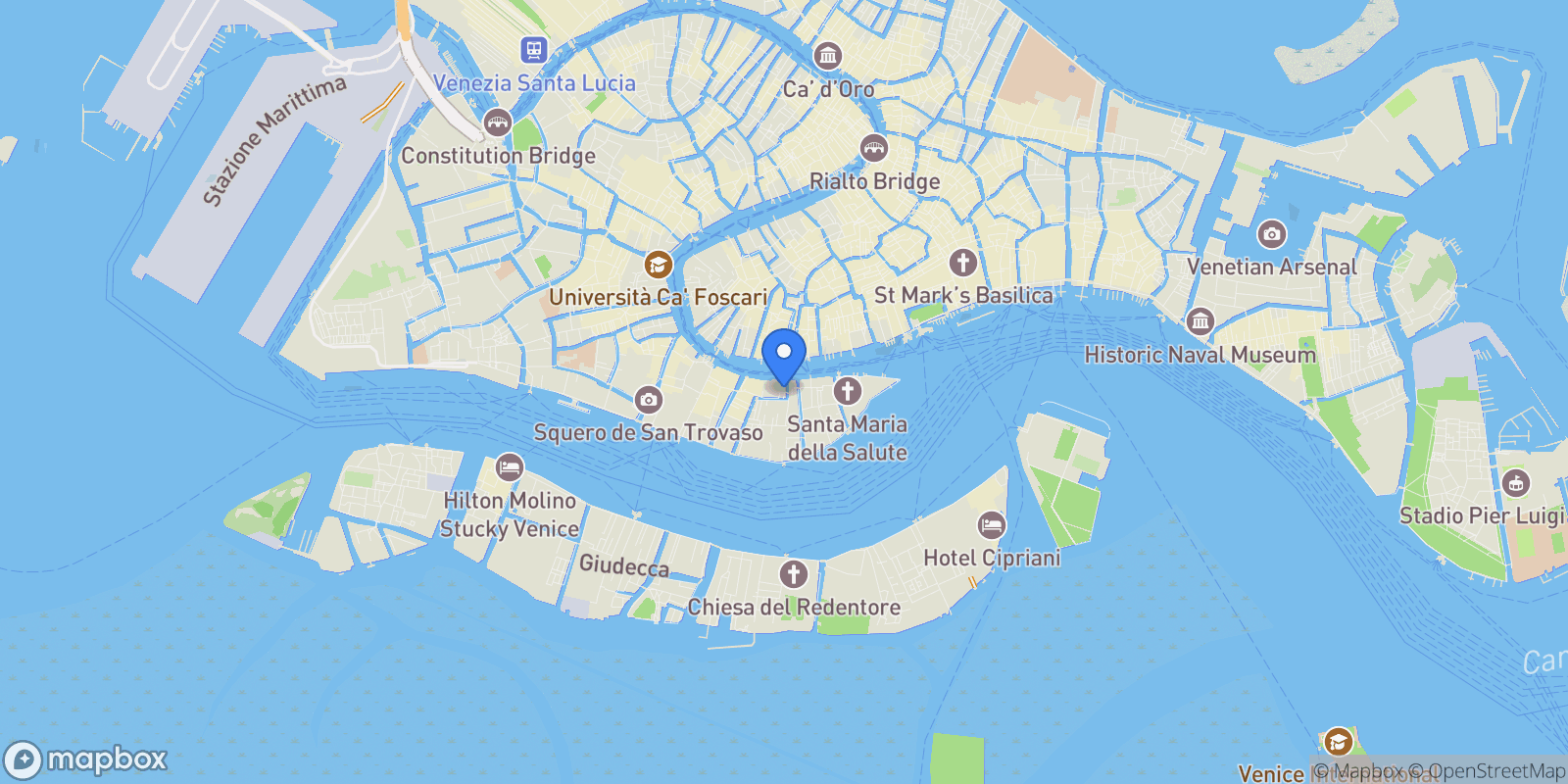 Map showing Dorsoduro, Venezia, Venice, Veneto, Italy.