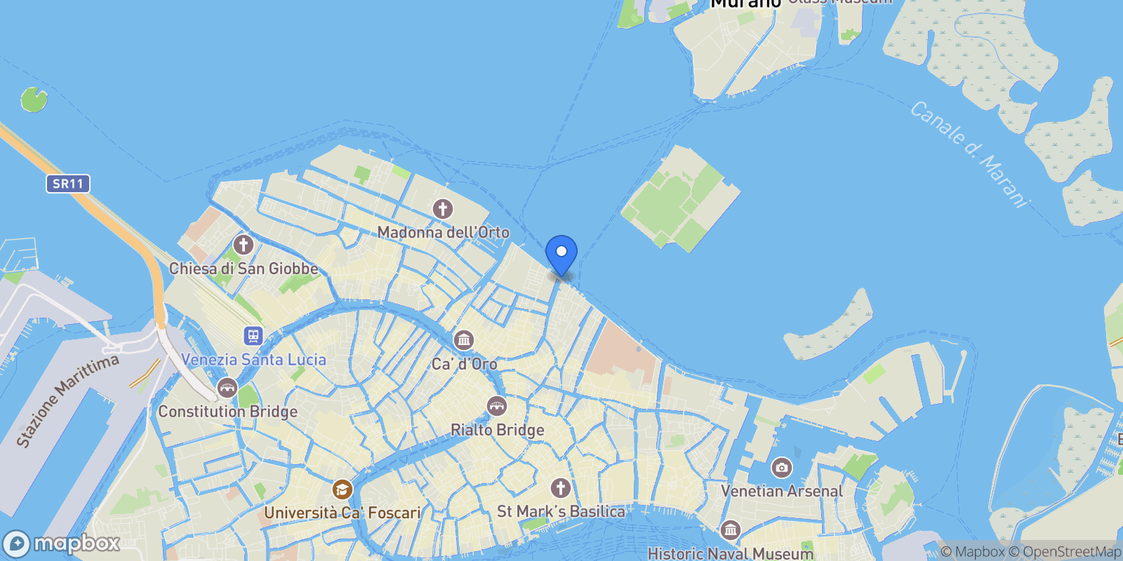 Map showing Fondamente Nove, Venice, Veneto, Italy.
