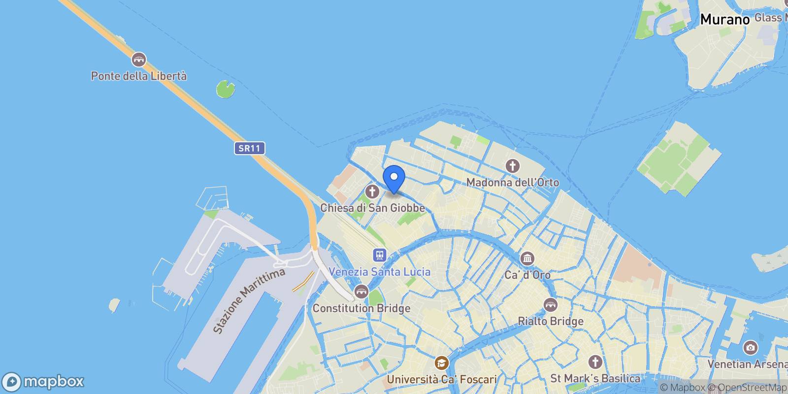 Map showing Cannaregio Canal, Venice, Veneto, Italy.