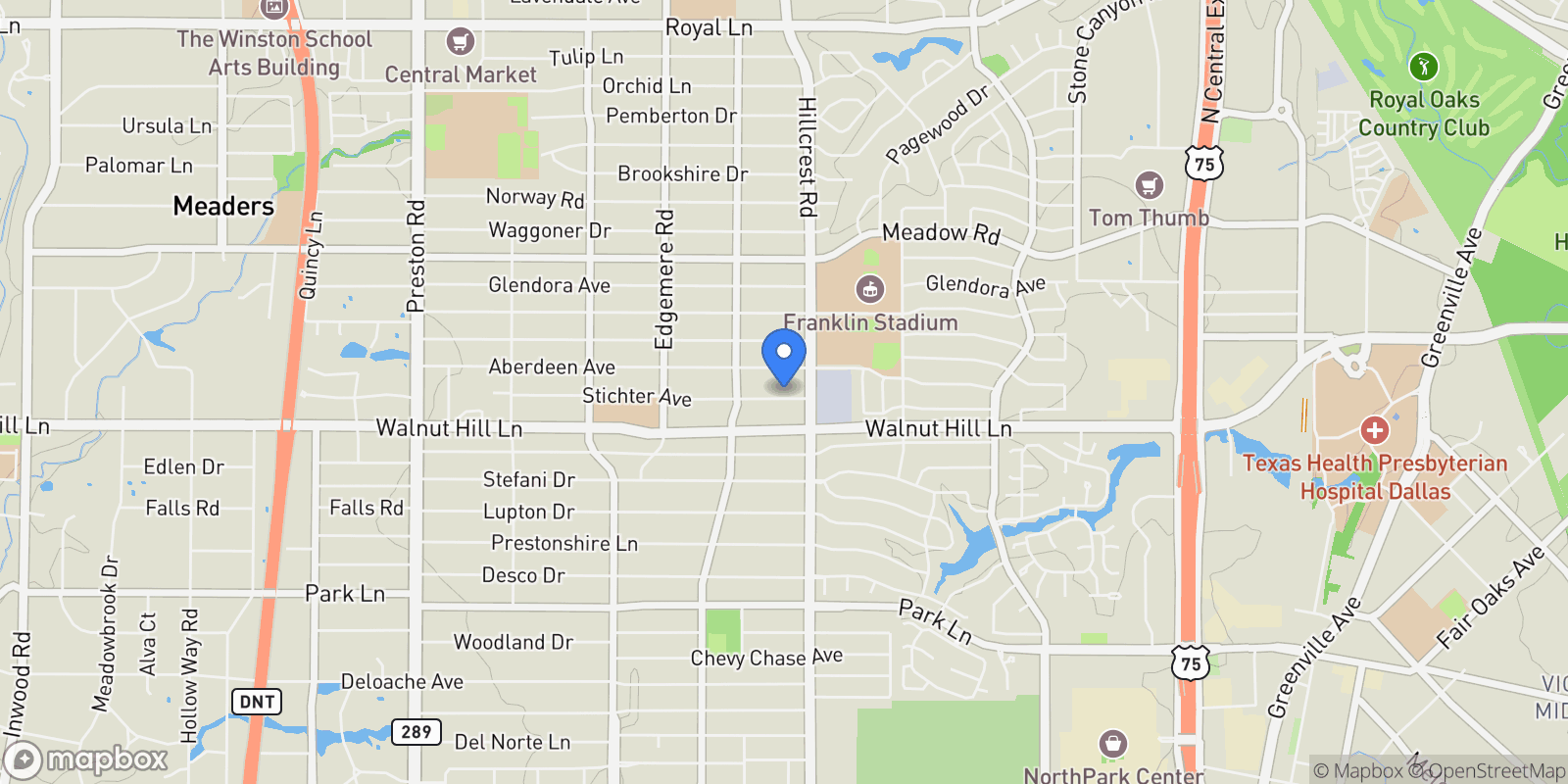 Map showing 6815 Stichter Avenue, Dallas, Texas, United States.