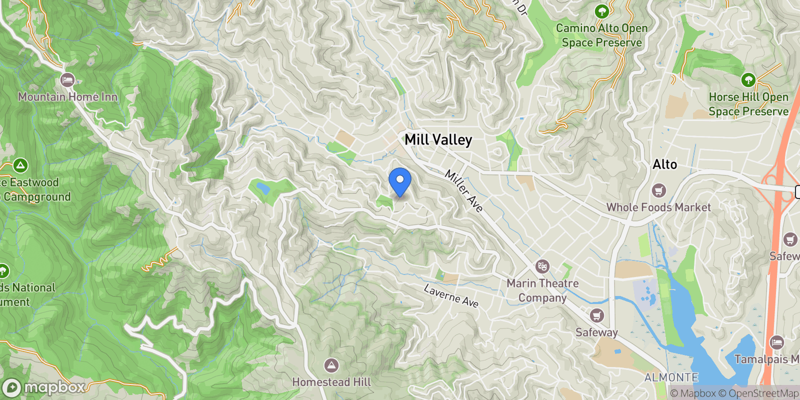 Map showing 38 Helens Lane, Mill Valley, CA, 94941, USA, Mill Valley, California, United States.