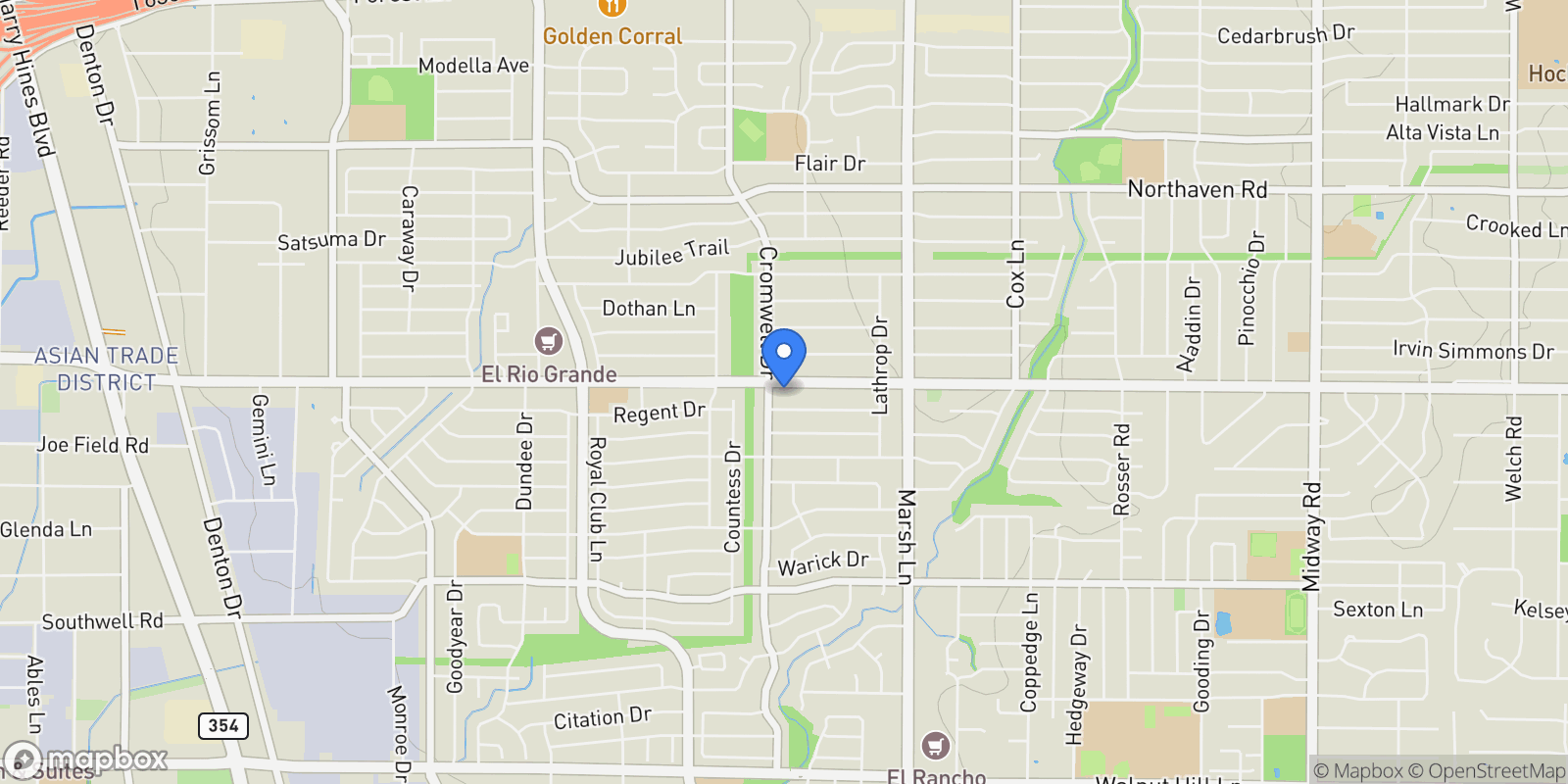 Map showing 3516 Royal Lane, Dallas, Texas, United States.