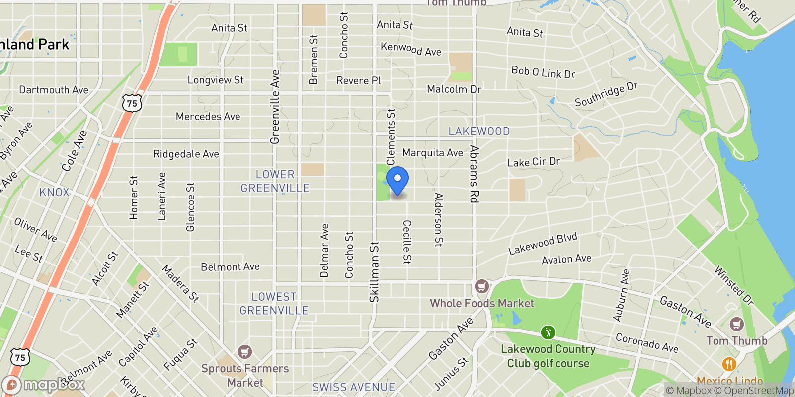 Map showing 6145 Llano Avenue, Dallas, Texas, United States.