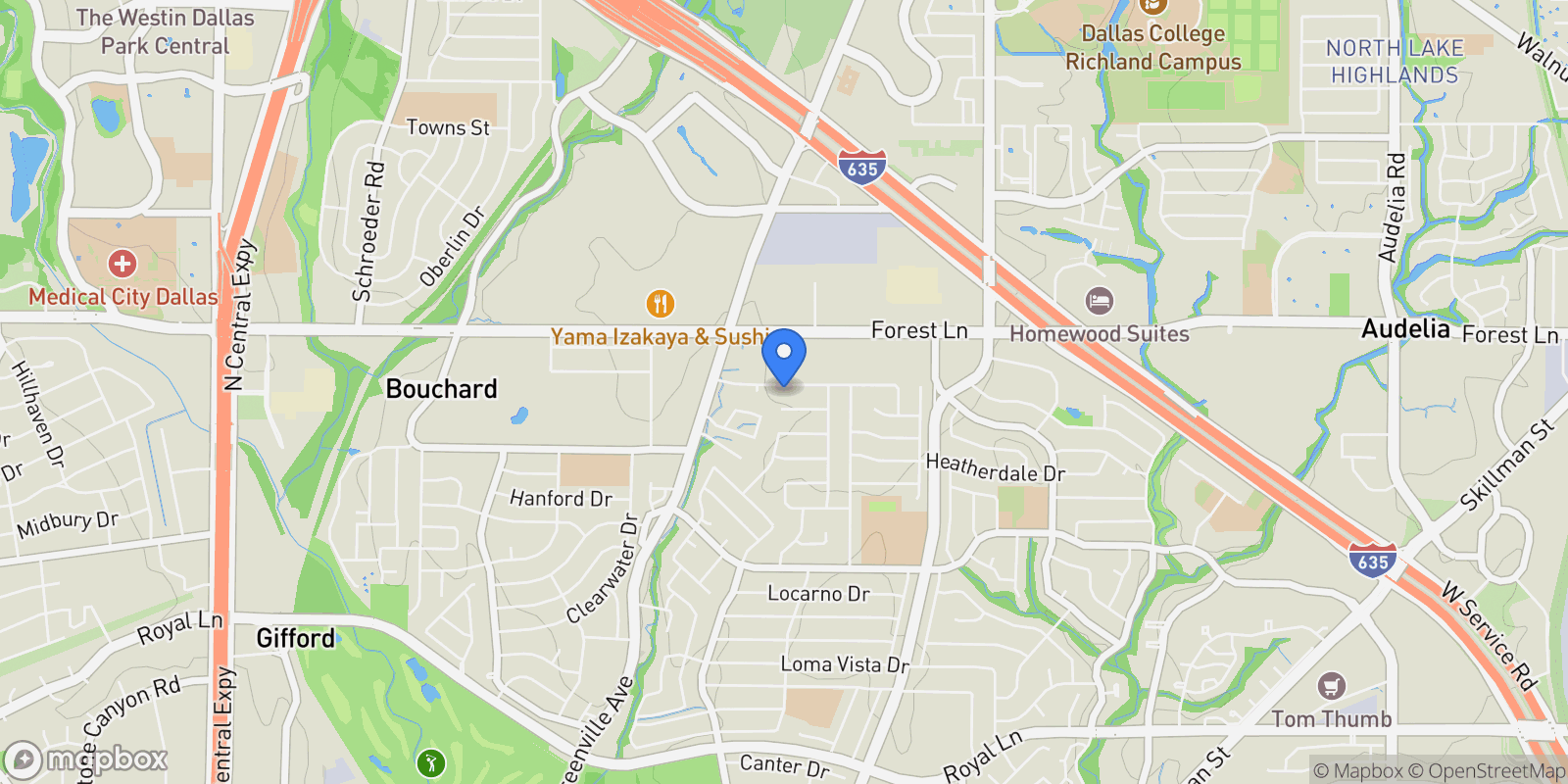 Map showing 9034 Windy Crest Drive, Dallas, Texas, United States.