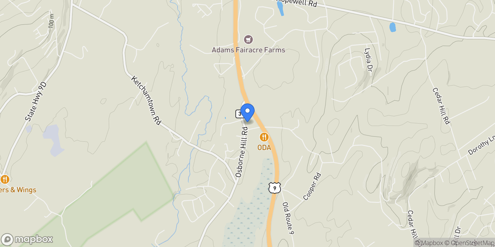 Map showing 27 Osborne Hill Road, Wappingers Falls, New York, United States.