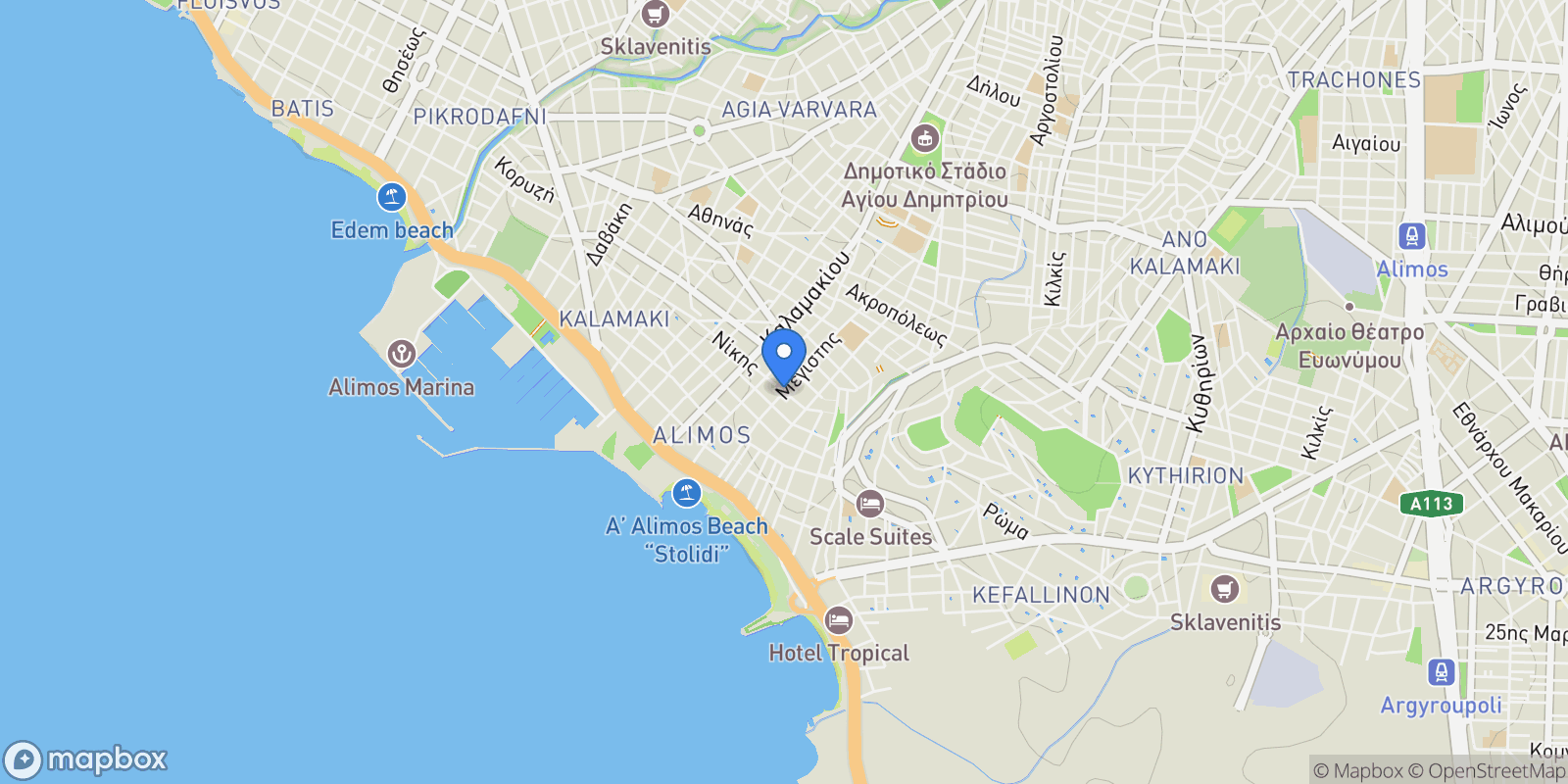 Map showing South Athens, Attica, Greece.