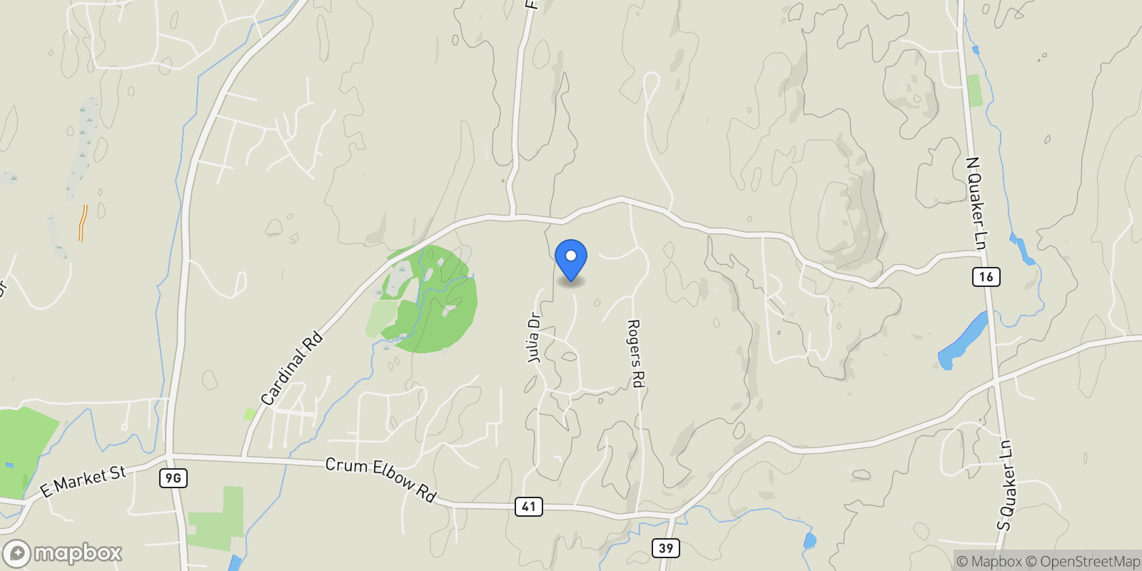 Map showing 13 Edna Drive, Hyde Park, New York, United States.