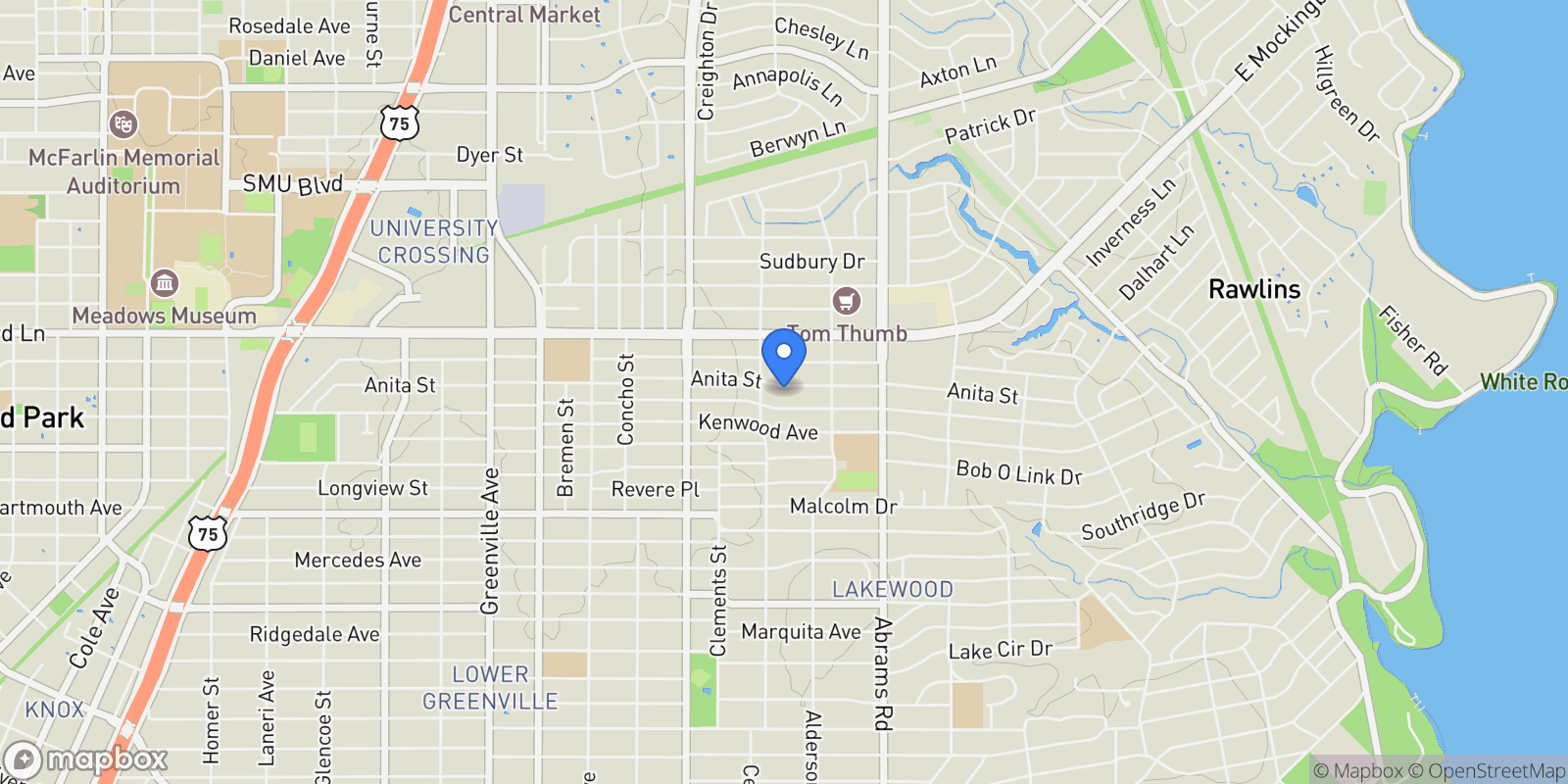 Map showing 6222 Anita Street, Dallas, Texas, United States.