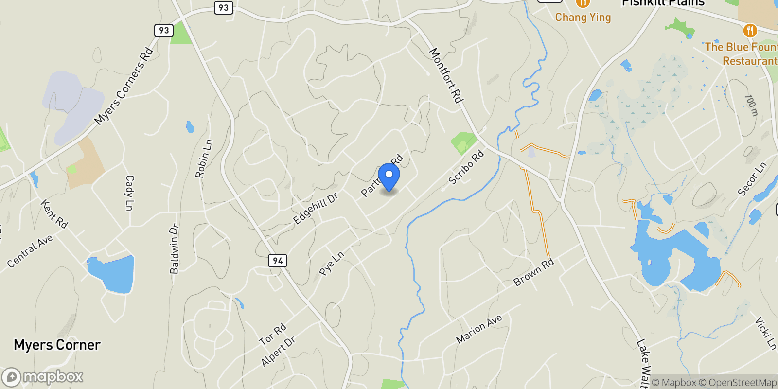 Map showing 116 Edgehill Drive, Wappingers Falls, New York, United States.