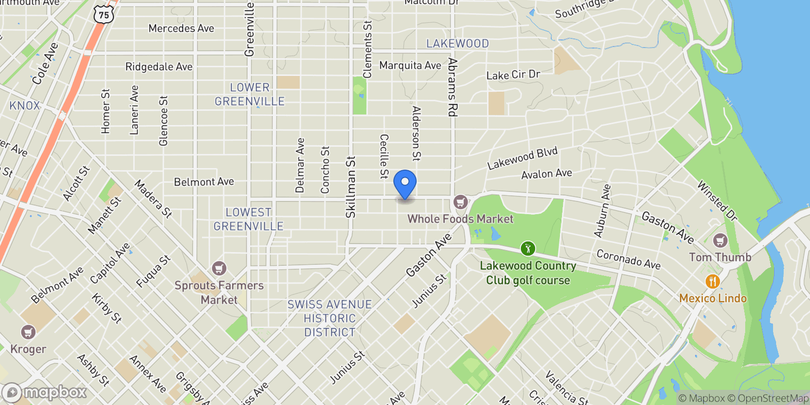 Map showing 6244 Richmond Avenue, Dallas, Texas, United States.