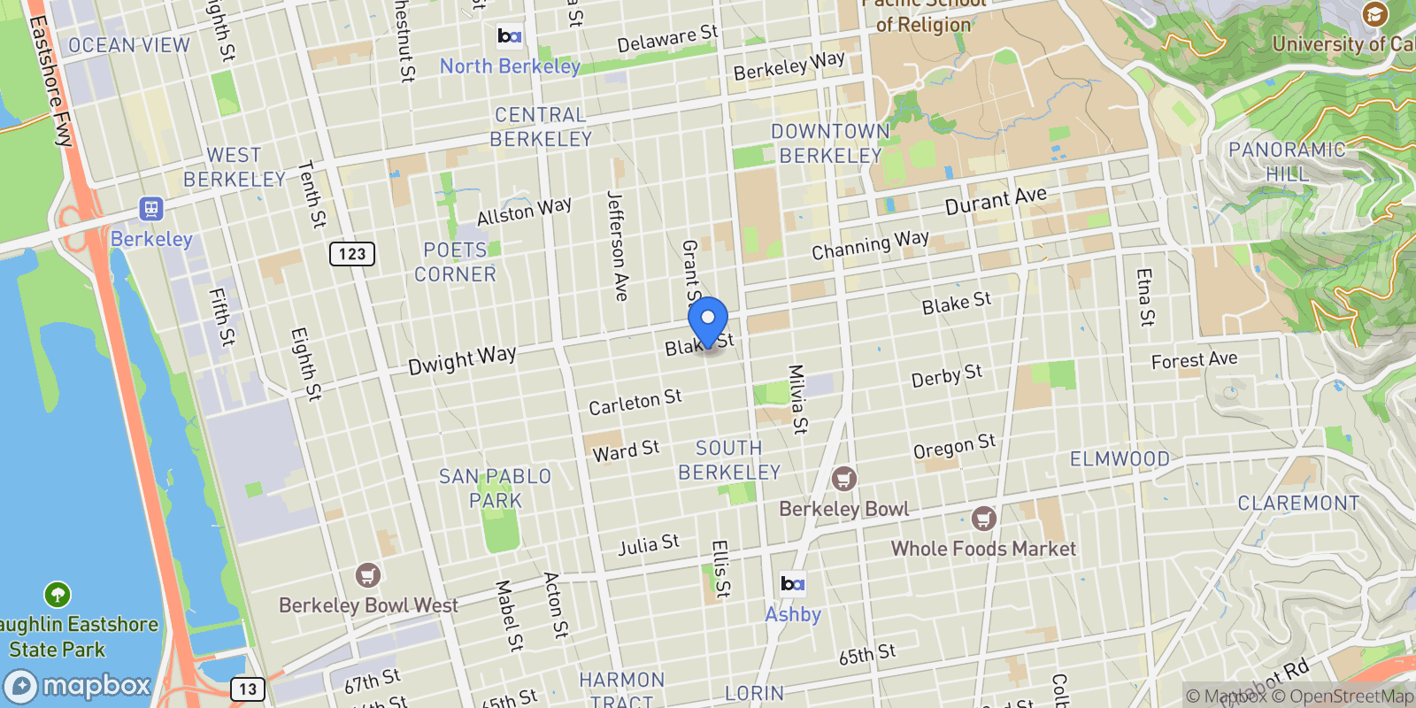 Map showing 2533 Grant Street, Berkeley, CA, 94703, USA, Berkeley, California, United States.