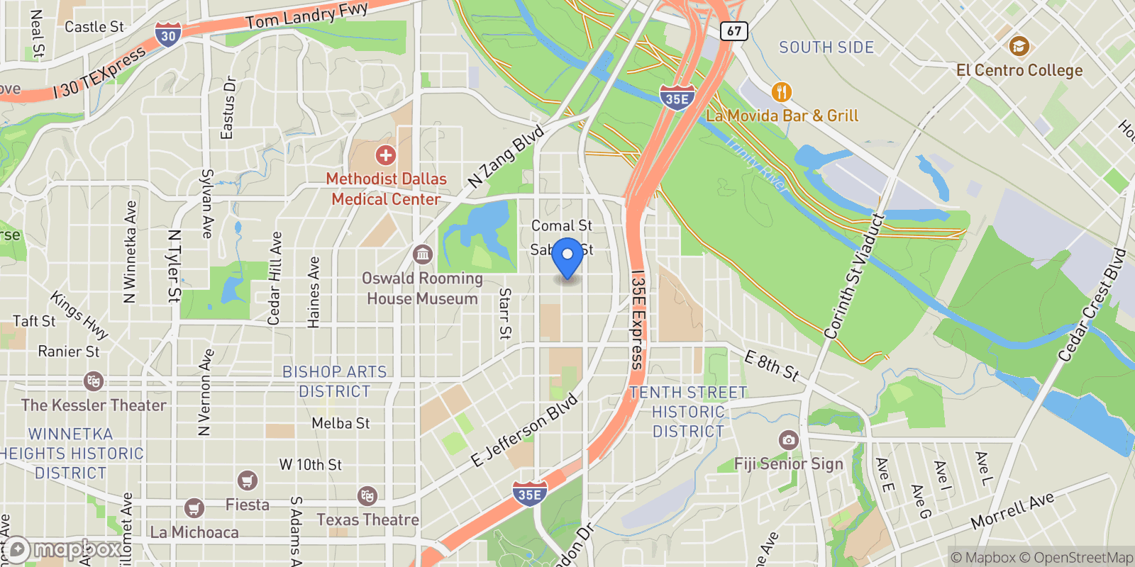 Map showing 512 N Lancaster Street, Dallas, Texas, United States.