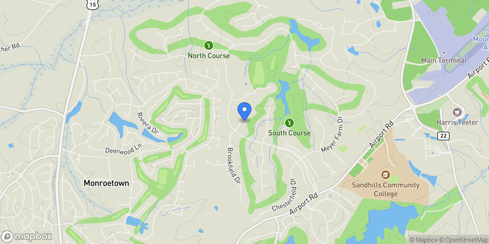 Map showing 12 Wellington Drive, Pinehurst, North Carolina, United States.