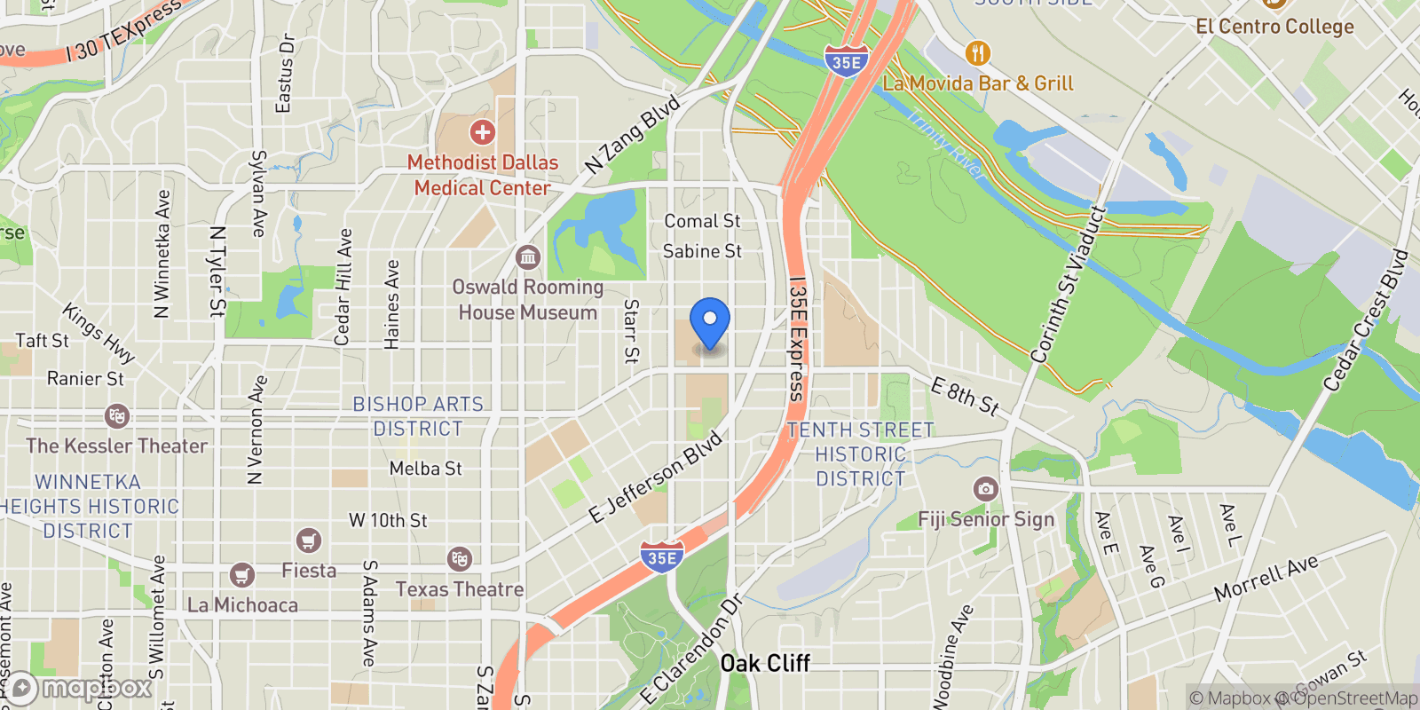 Map showing 312 N Lancaster Avenue Bldg 1, Dallas, Texas, United States.