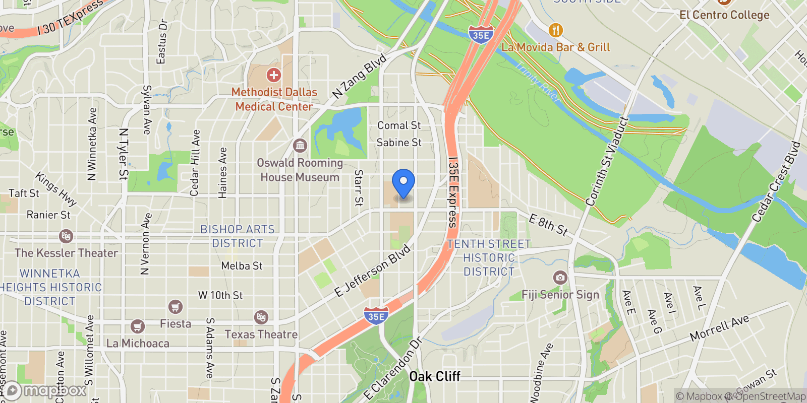 Map showing 312 N Lancaster Avenue, Dallas, Texas, United States.