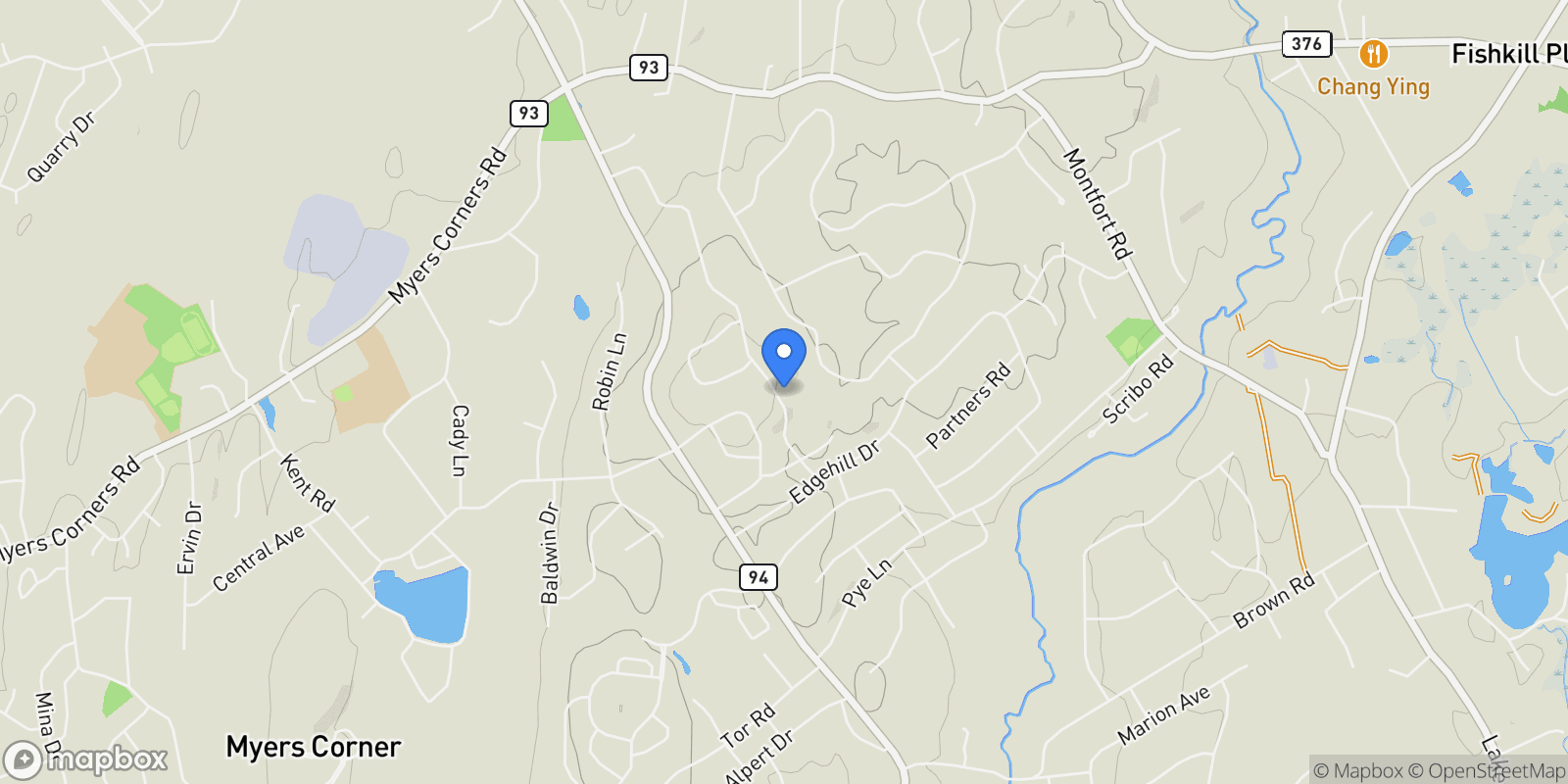 Map showing 61 Sherwood Heights, Wappingers Falls, New York, United States.