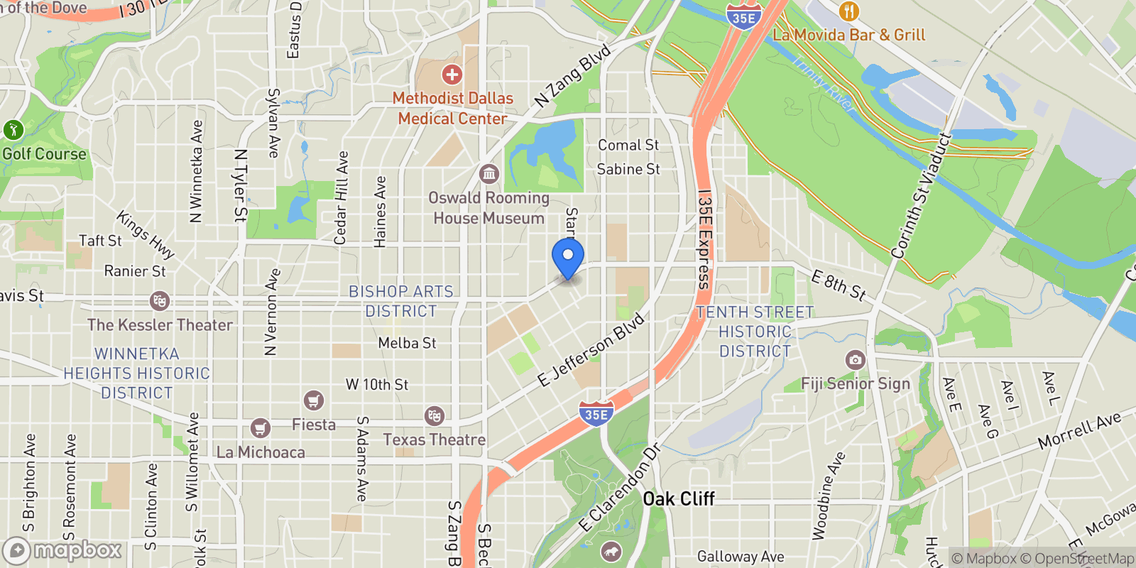 Map showing 430 E 8th, Dallas, Texas, United States.