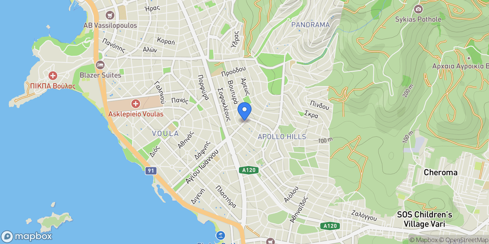 Map showing Voula, Attica, Greece.
