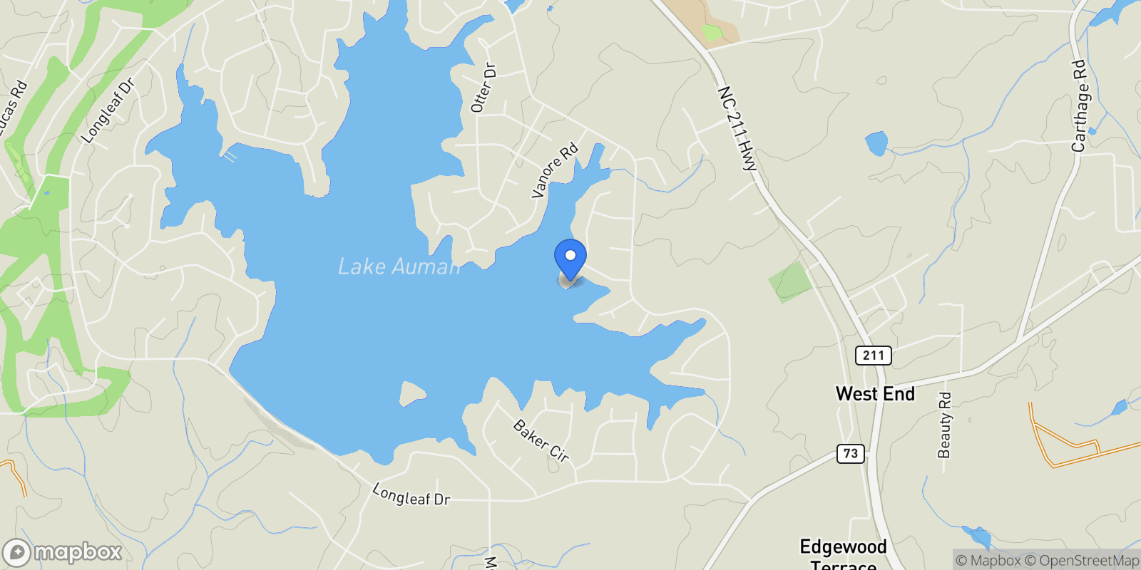 Map showing 101 Harrell Road, Seven Lakes, North Carolina, United States.